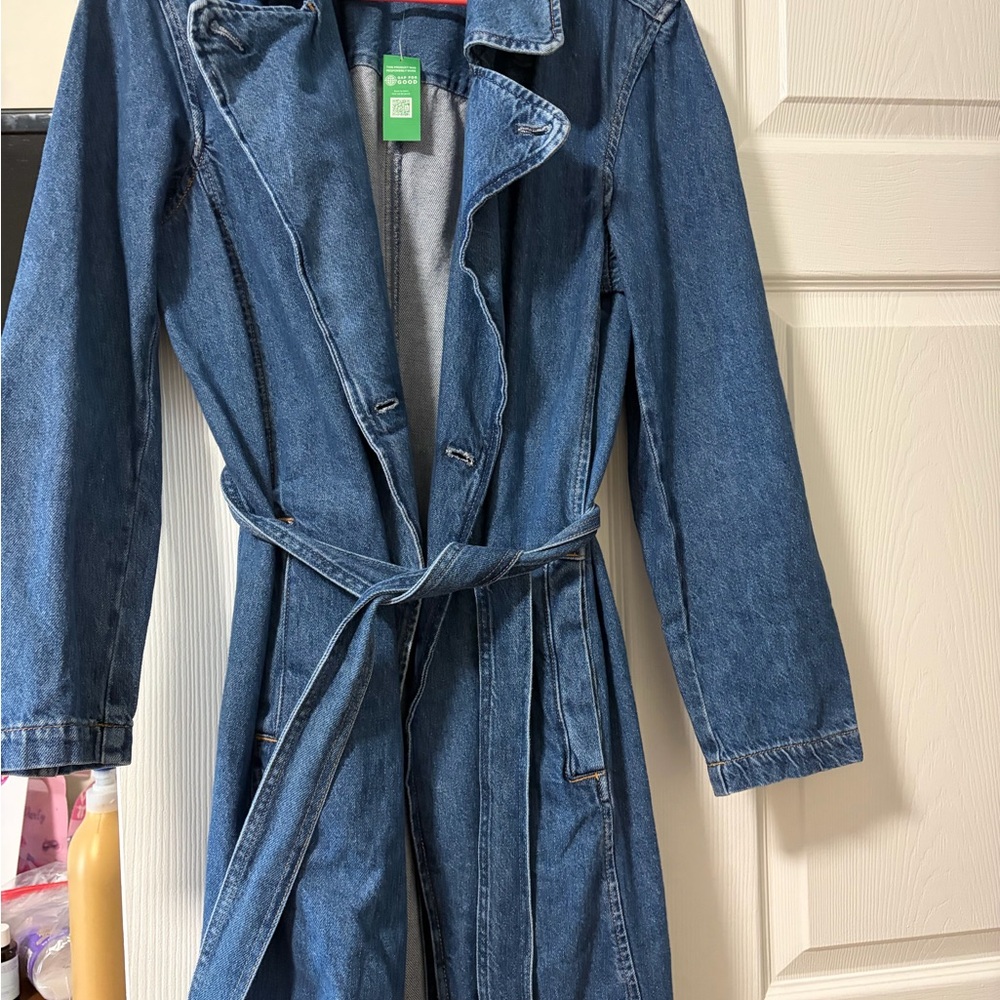 GAP Blue Denim Trench Coat for Women